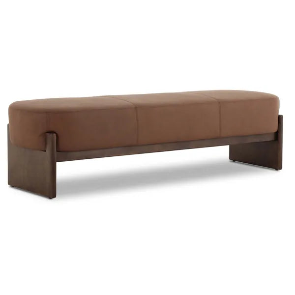 Kirby Leather Accent Bench, Maestro Cigar by Four Hands
