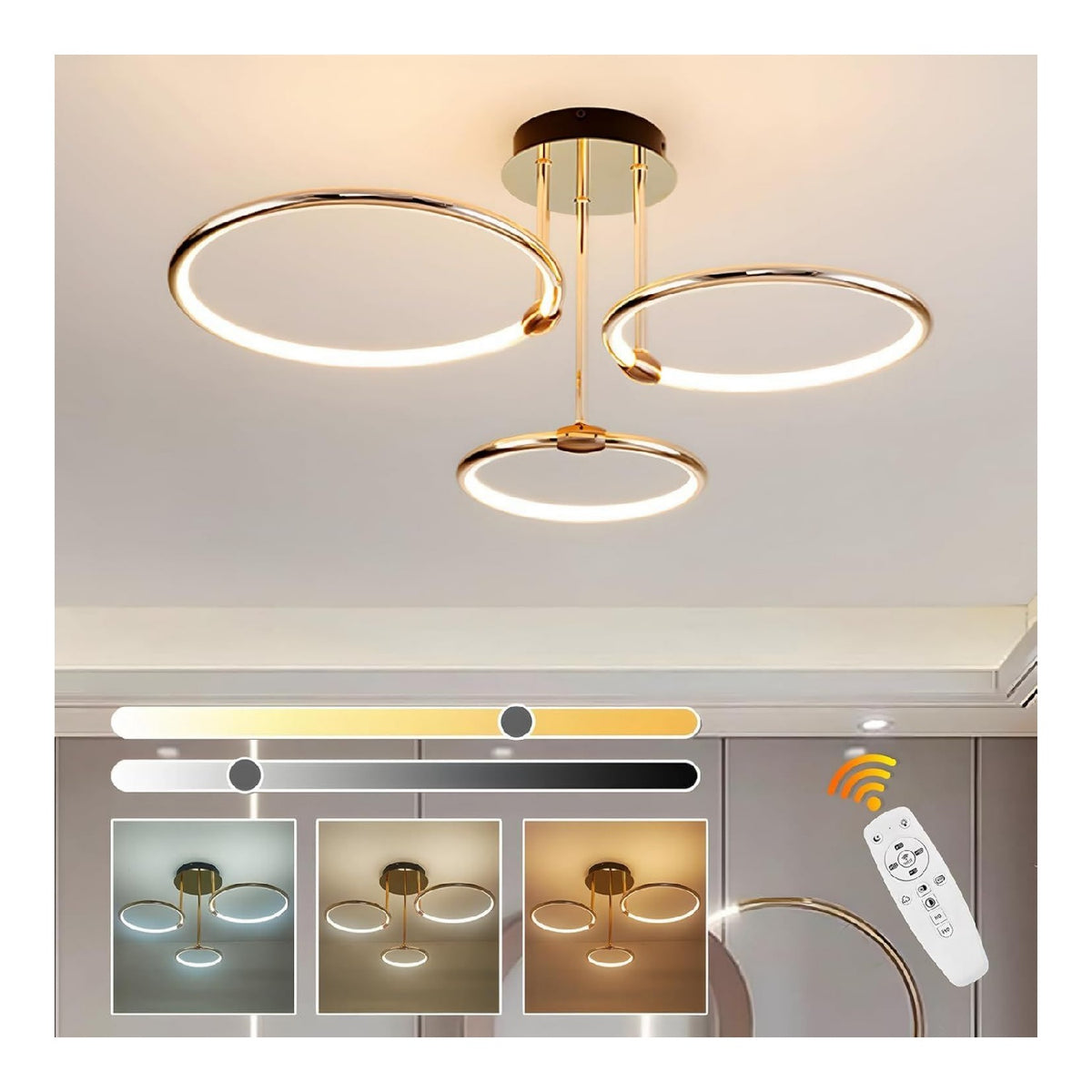 Luminaire Blanc et Dore a silhouette graphique de type suspension 60W