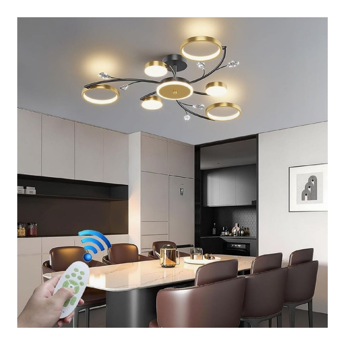 Eclairage Noir et Blanc contemporain en version lustre 3000K 2Z-6776