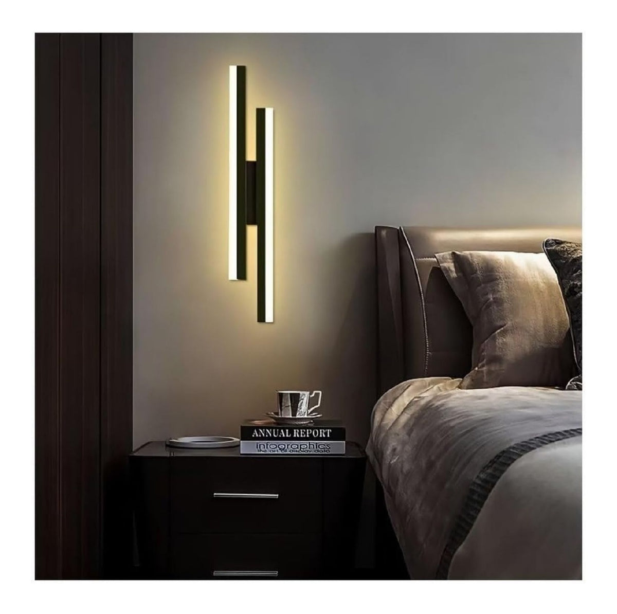 Applique murale decoratif Noir et Blanc avec diffusion lumineuse harmonieuse 20 W 3000 K E27
