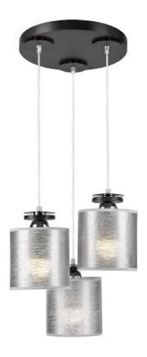 Suspension Gris aux lignes epurees avec eclairage confortable 60 W E27