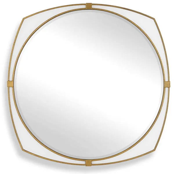 Estella Round Mirror, Antique Gold
