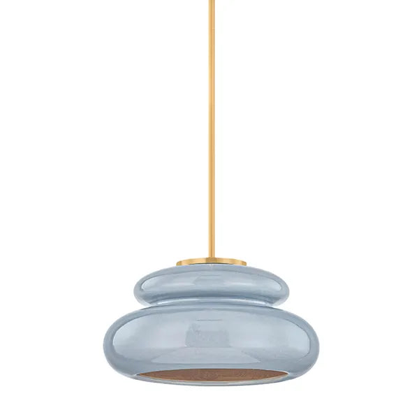 Pia Pendant, Aged Brass/Ceramic Chateau Crackle