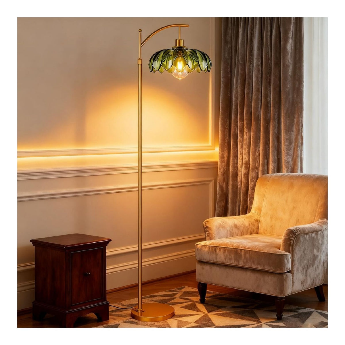 Lampadaire Blanc et Dore au style moderne avec conception fonctionnelle E27
