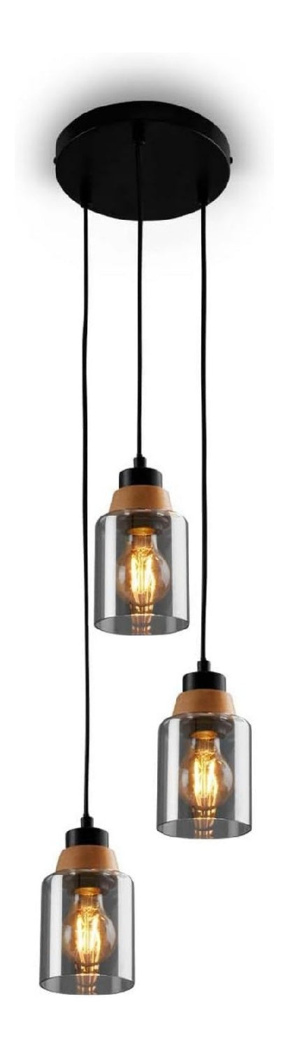 Suspension Noir et Ambre a presence elegante et lumiere agreable 10W E27