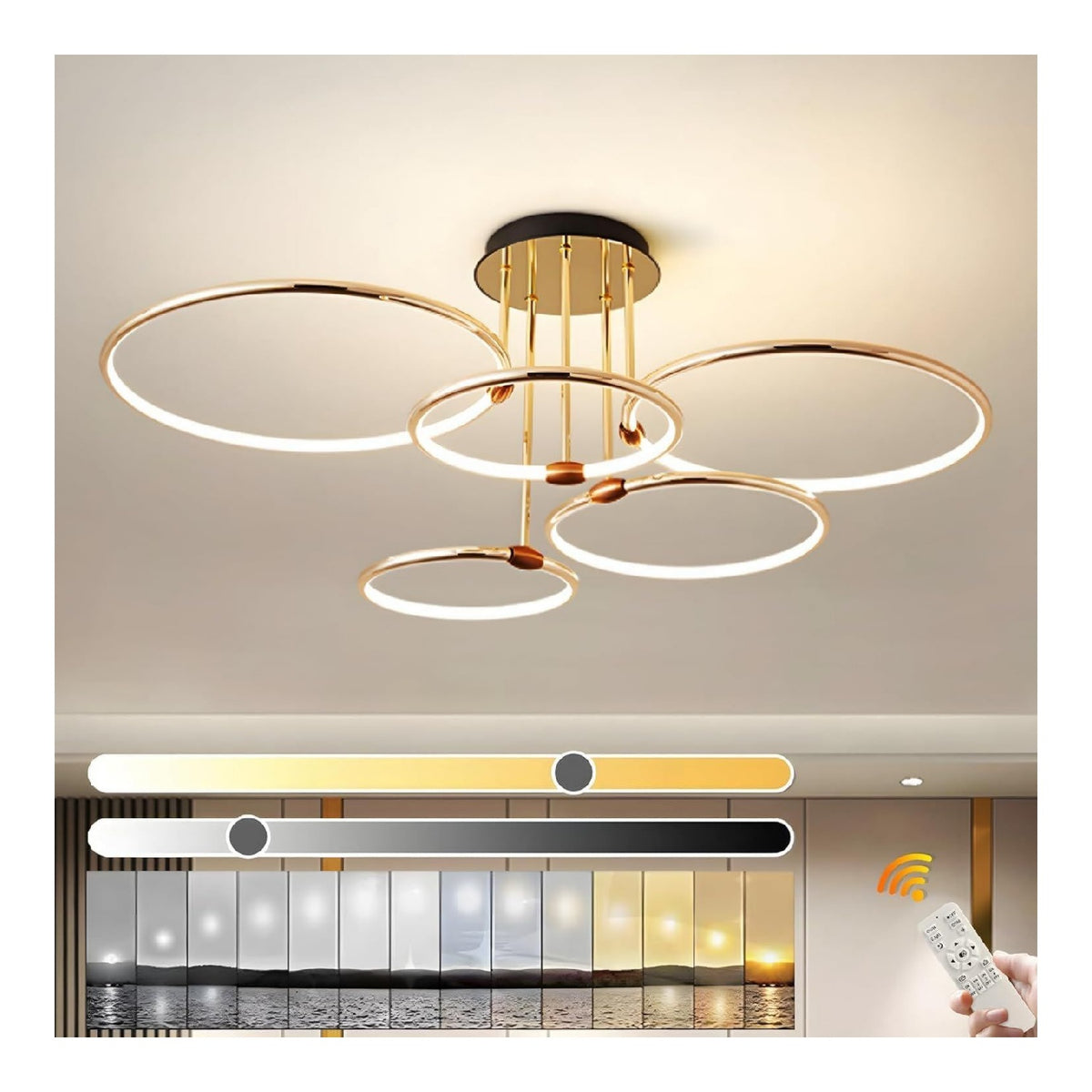Eclairage Dore et Ambre contemporain en version lustre 108W 6000K