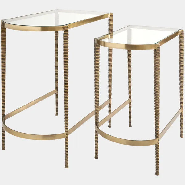 Arco Textured Side Tables, Brass, Set of 2
