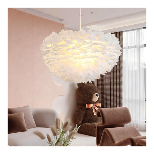 Suspension Blanc et Gris a presence elegante et lumiere agreable