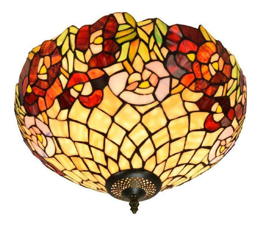 Plafonnier Ambre et Vert a presence elegante et lumiere agreable 40W E27