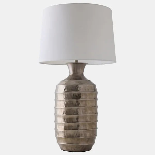 Ribbed Table Lamp, Antique Silver