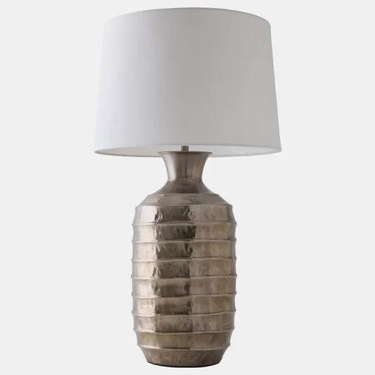 Ribbed Table Lamp, Antique Silver