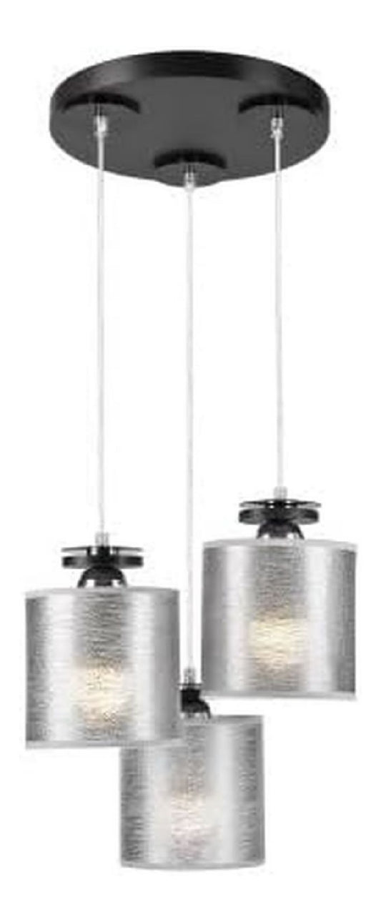Suspension Gris aux lignes epurees avec eclairage confortable 60 W E27