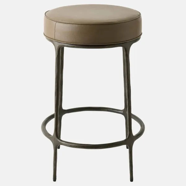 Hunter Leather Stool, Bronze