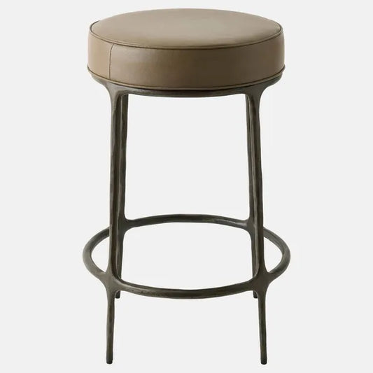 Hunter Leather Stool, Bronze