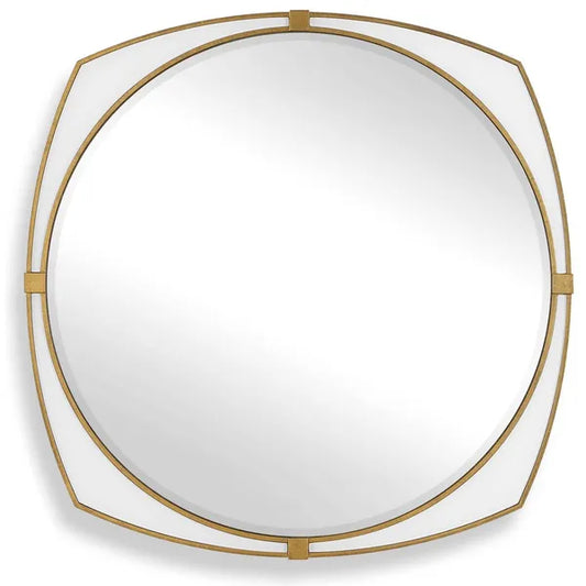 Estella Round Mirror, Antique Gold