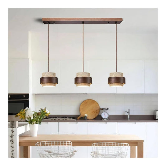 Luminaire Ambre et Vert a silhouette graphique de type suspension