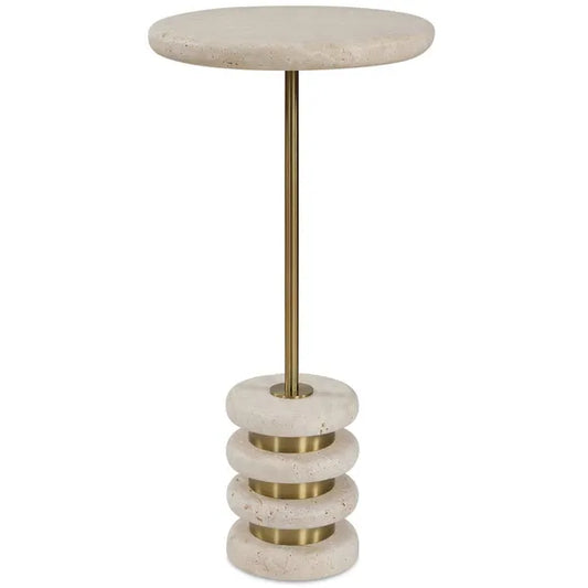 Adames Drink Table, Travertine