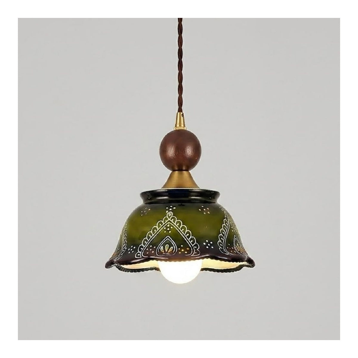 Suspension Marron et Vert au style moderne avec conception fonctionnelle E27