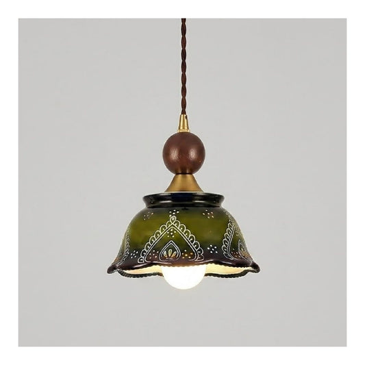 Suspension Marron et Vert au style moderne avec conception fonctionnelle E27