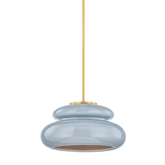 Pia Pendant, Aged Brass/Ceramic Chateau Crackle