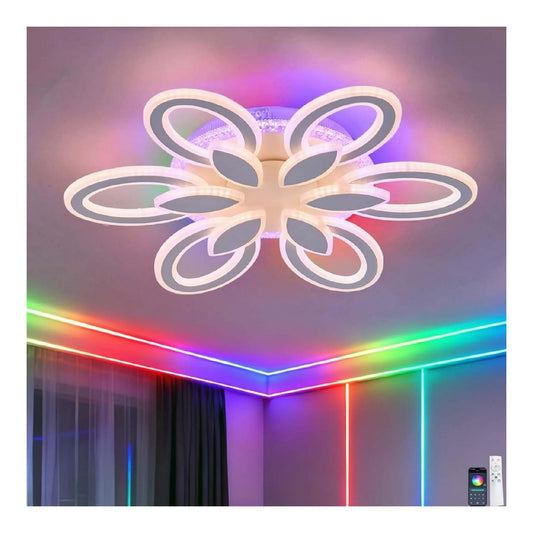 Luminaire Blanc et Ambre a silhouette graphique de type plafonnier 3000 K