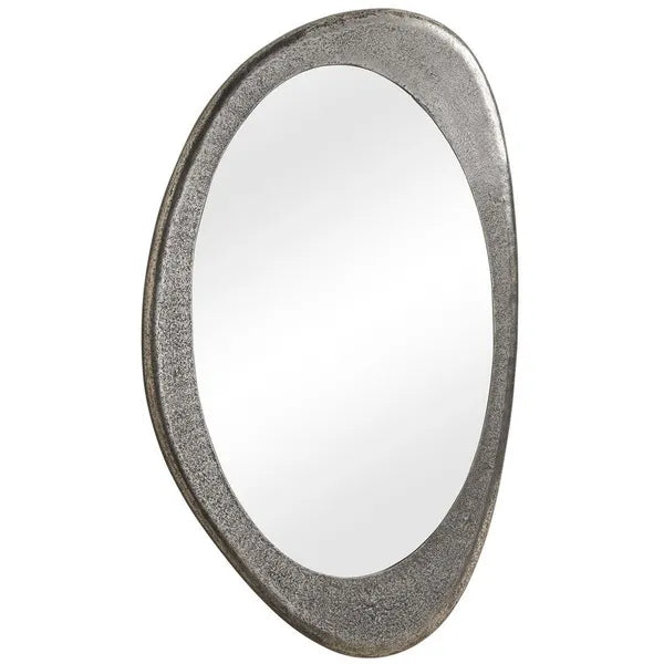Schiller Oval Mirror, Antique Nickel