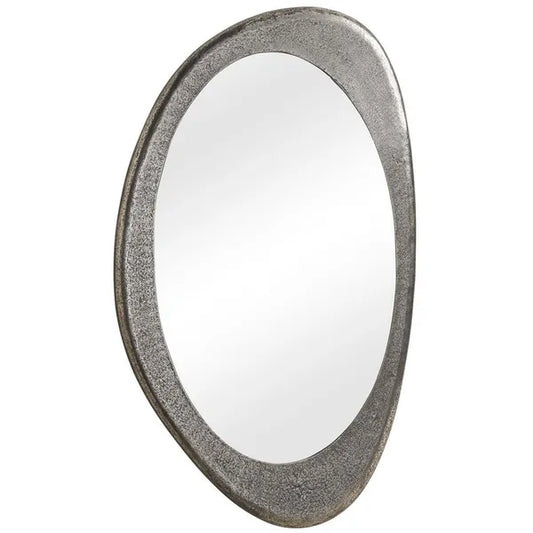 Schiller Oval Mirror, Antique Nickel