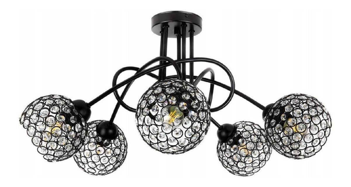 Suspension Noir et Ambre a presence elegante et lumiere agreable 60W E27
