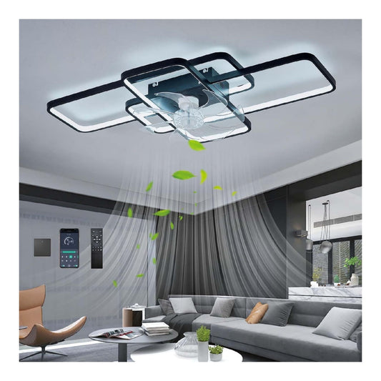 Lustre Noir et Ambre aux lignes epurees avec eclairage confortable 80W 6500K