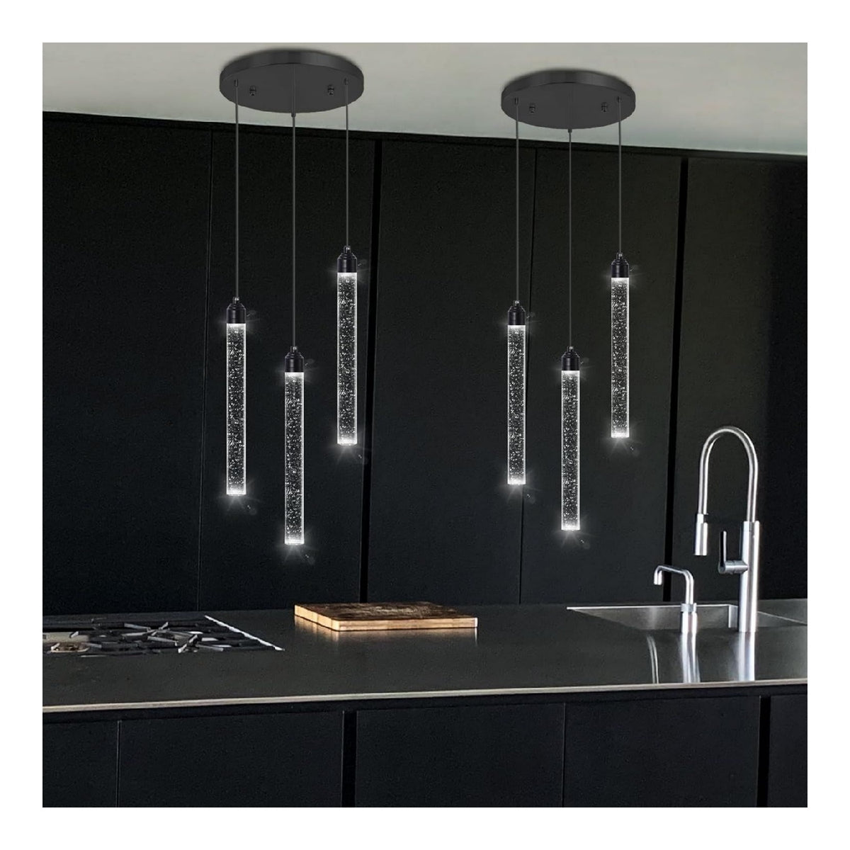 Eclairage Noir et Argente contemporain en version suspension 15 W
