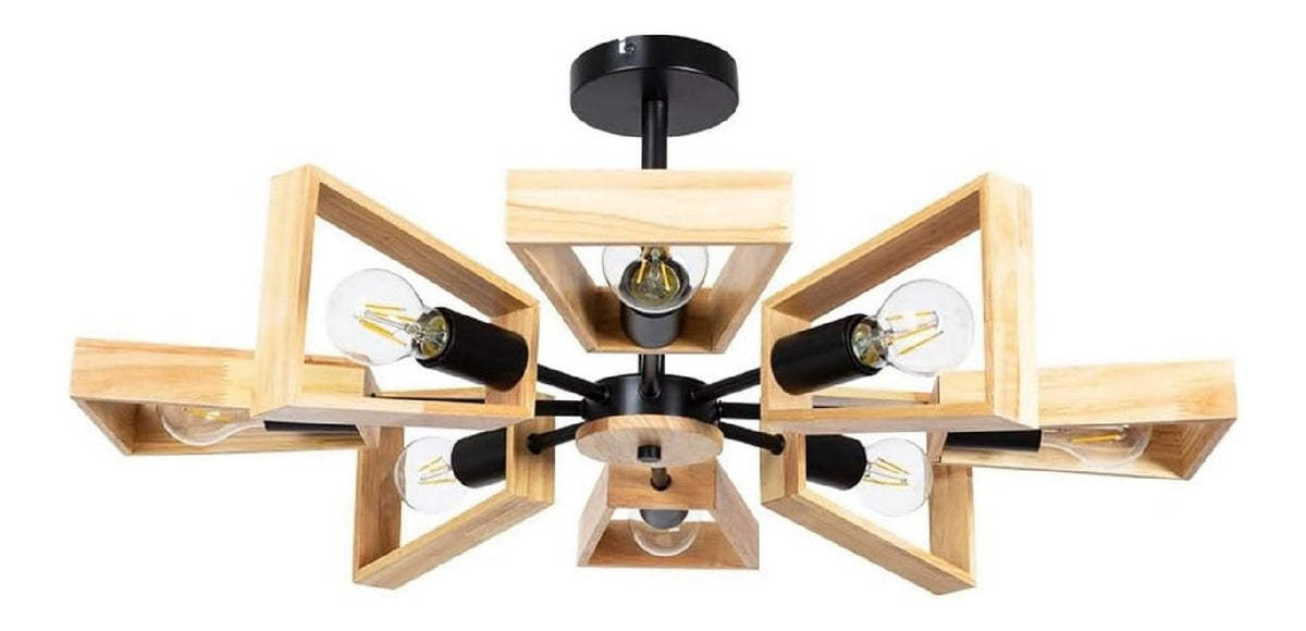 Luminaire Noir et Beige a silhouette graphique de type suspension