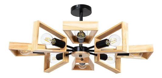 Luminaire Noir et Beige a silhouette graphique de type suspension