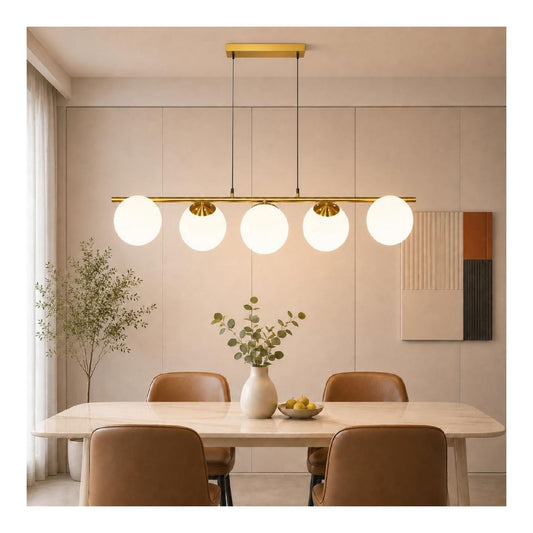 Luminaire Blanc et Dore a silhouette graphique de type suspension E27