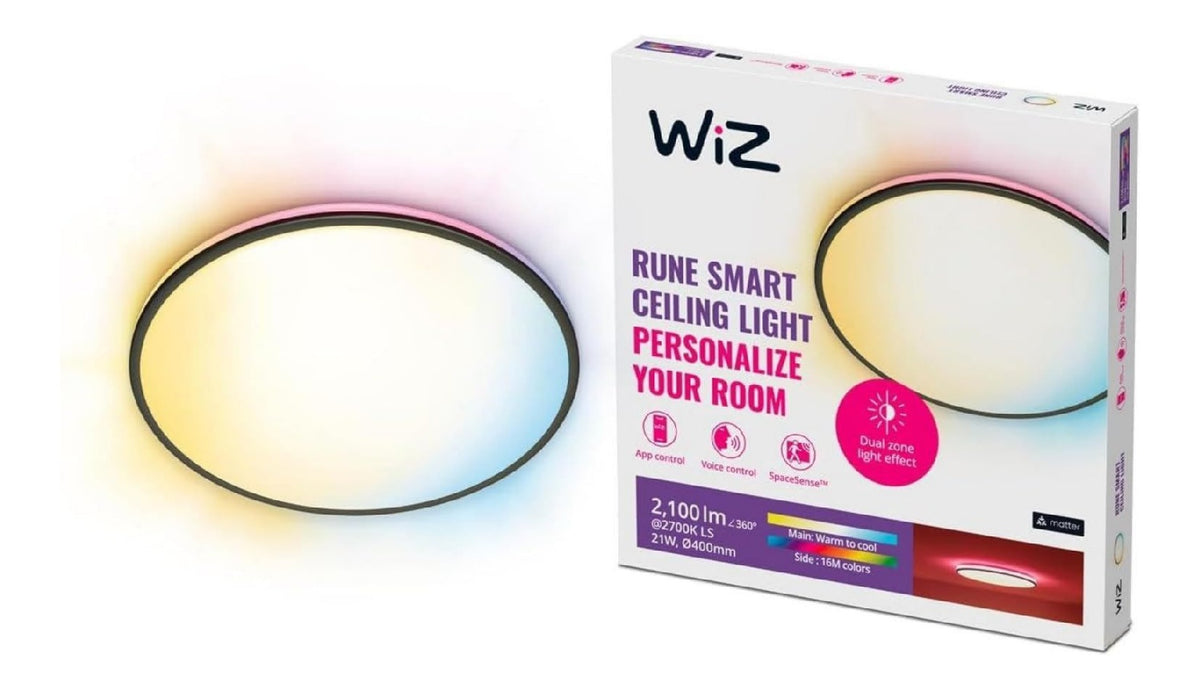 Plafonnier Noir et Blanc a presence elegante et lumiere agreable 22W