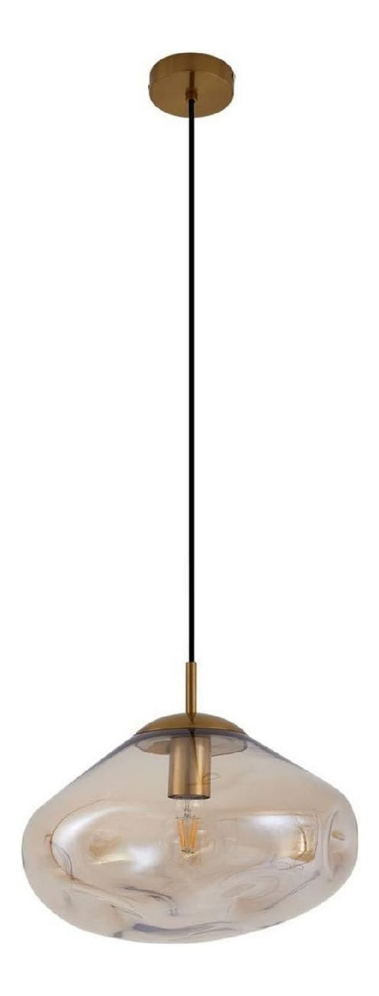 Luminaire Ambre et Beige a silhouette graphique de type suspension E27