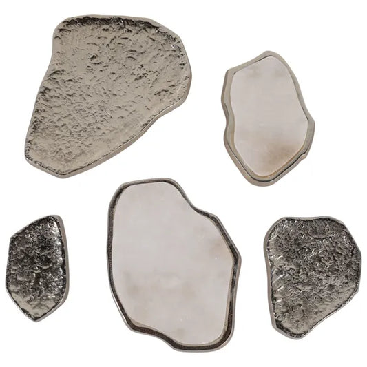 Obetz Wall Decor, Silver/Alabaster, Set of 5