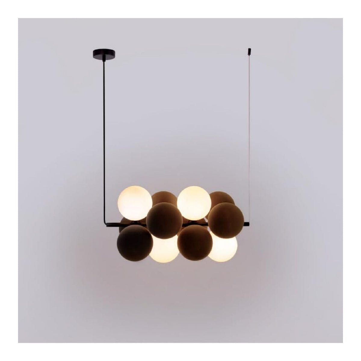 Suspension Marron et Vert aux lignes epurees avec eclairage confortable 5 W