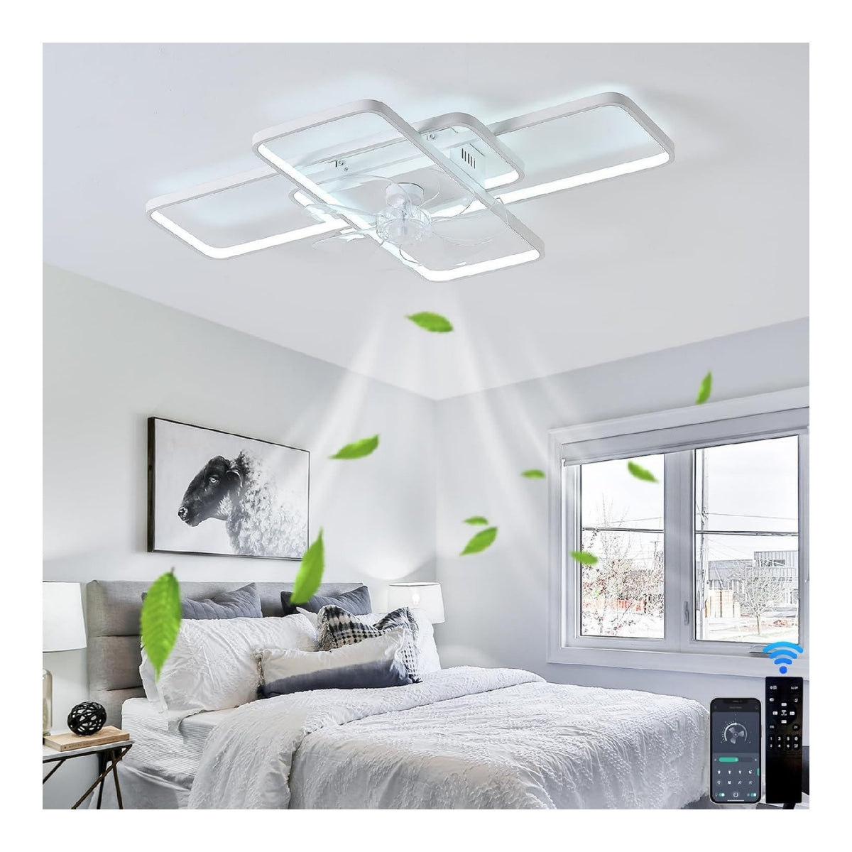 Luminaire Blanc et Ambre a silhouette graphique de type lustre 80 W