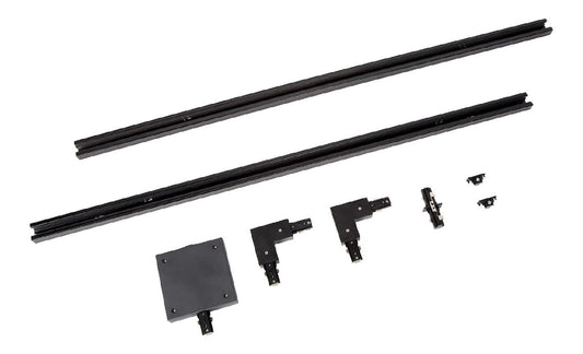 Luminaire Noir a silhouette graphique de type rail de spots