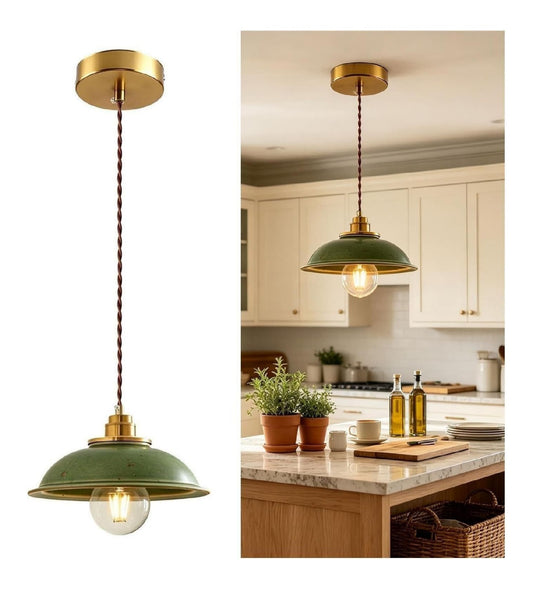Suspension Ambre et Vert au style moderne avec conception fonctionnelle E27